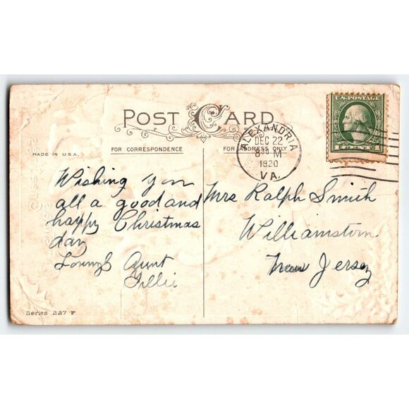 Santa Claus Christmas Postcard Children Tree Lighted Candle Embossed Stecher 227 - Picture 3 of 3